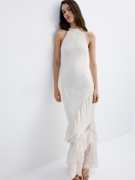 Mango Dresses & Skirts - NWT (size 6) MANGO EMBROIDERED TULLE DRESS WITH RUFFLES